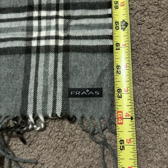Fraas brand Gray/Black/Red Plaid Scarf-64x11-EUC - Picture 9 of 9